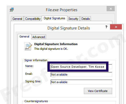 Screenshot of the Open Source Developer, Tim Kosse certificate